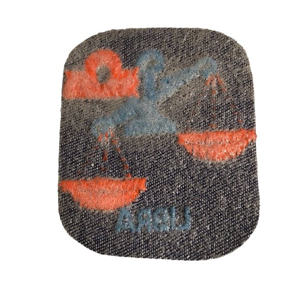 Vintage Rumper Stitcher Libra Embroidered Sew Iron On Patch Astrology Denim Blue - Picture 4 of 4